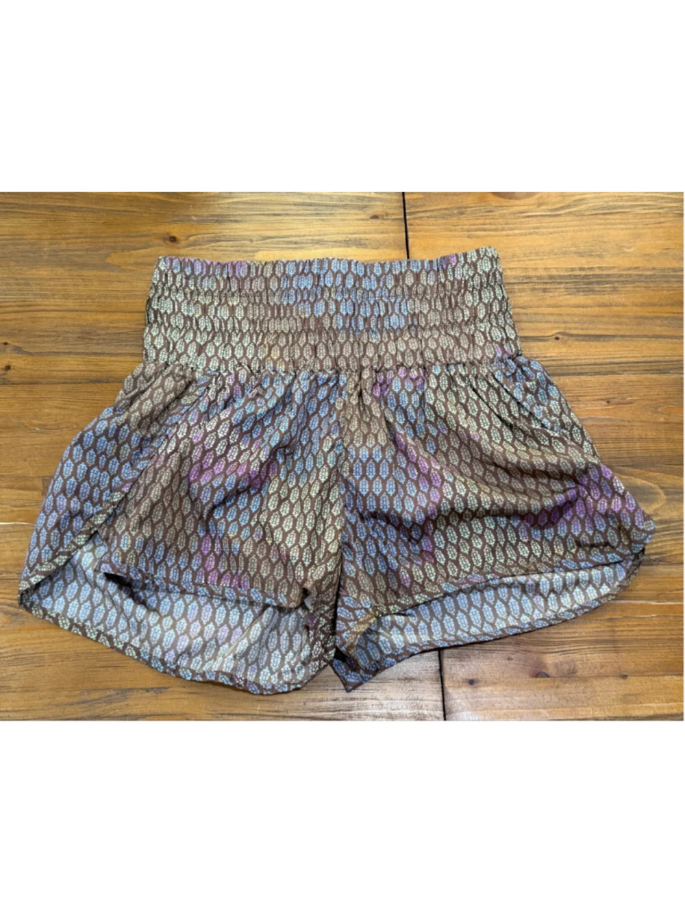 Free People Movement High Waist Shorts Size S Brown Blue